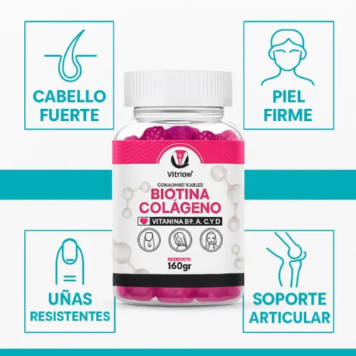 Cabello fuerte, uñas firmes, piel sana - Gomitas de Colágeno + Biotina