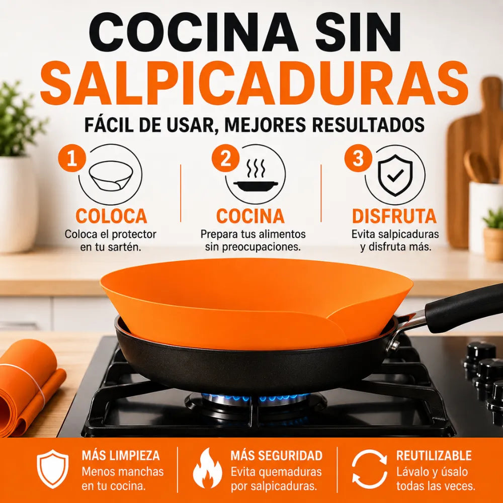 ¿Odias la grasa saltando por toda tu estufa? Este protector anti-salpicaduras convierte tu sartén en una zona libre de desorden en menos de 5 segundos.