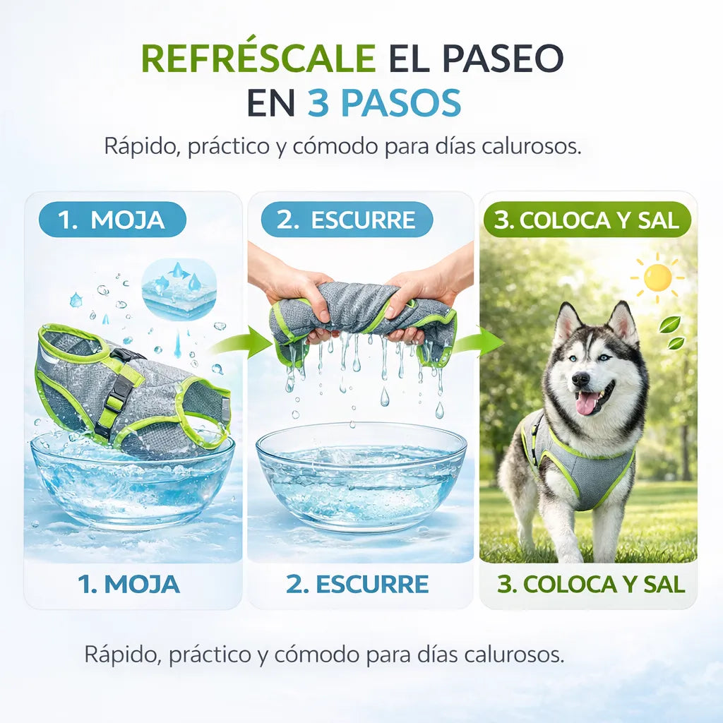 Ayuda a tu perro a mantenerse fresco y cómodo en días calurosos, mientras lo paseas con más control y sin ponerle algo pesado o incómodo