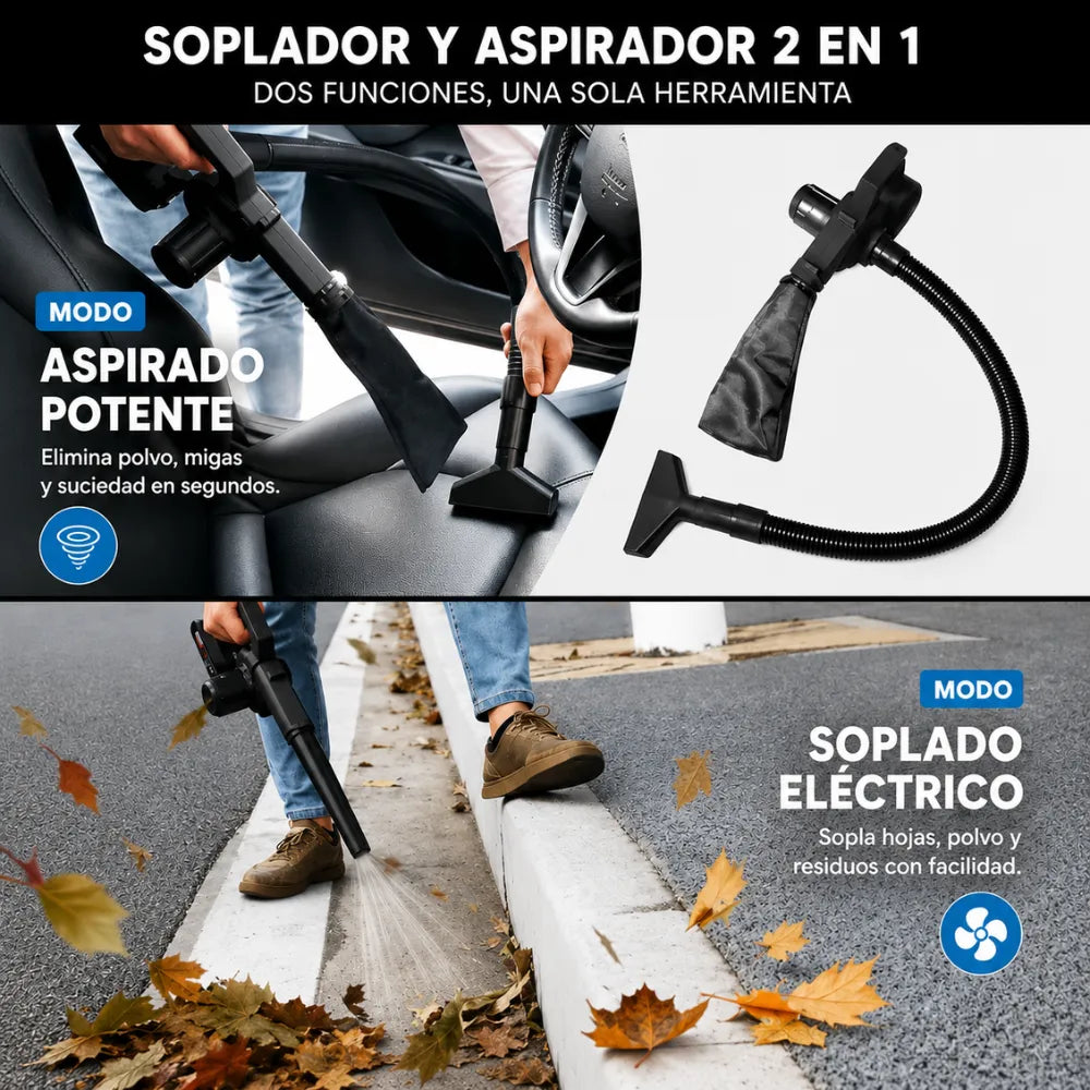 Sopla y aspira polvo, hojas y residuos con una sola herramienta portátil