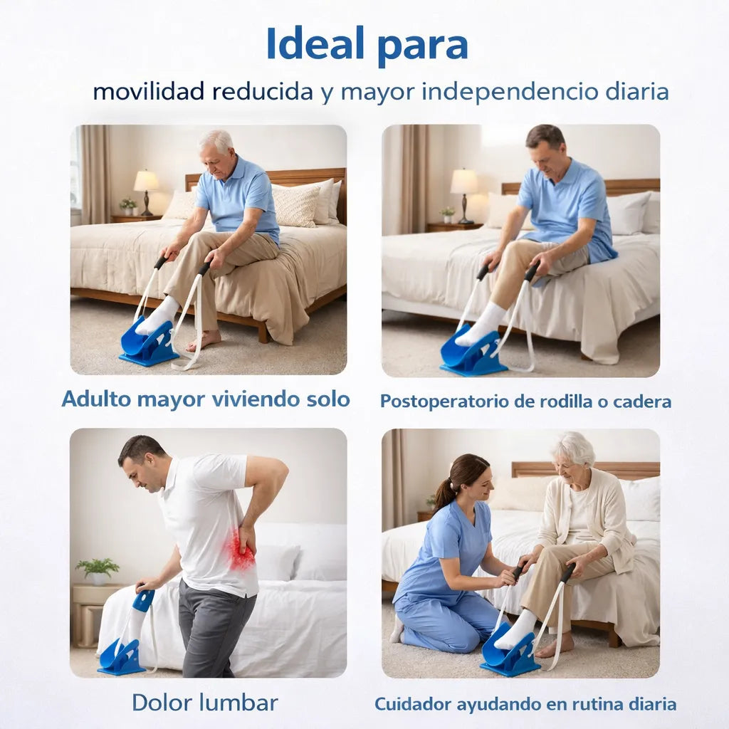 Ponte los calcetines tú solo en segundos, sin agacharte, sin dolor y sin pedir ayuda