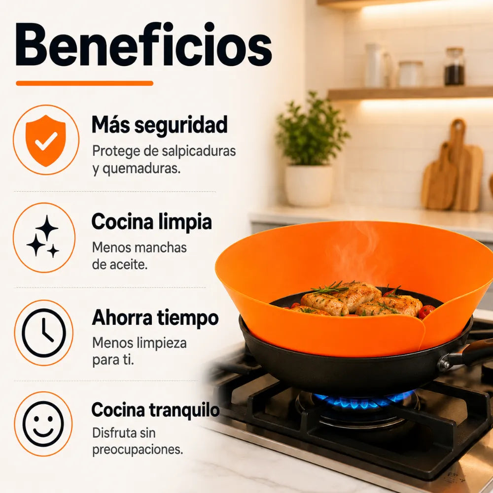 ¿Odias la grasa saltando por toda tu estufa? Este protector anti-salpicaduras convierte tu sartén en una zona libre de desorden en menos de 5 segundos.