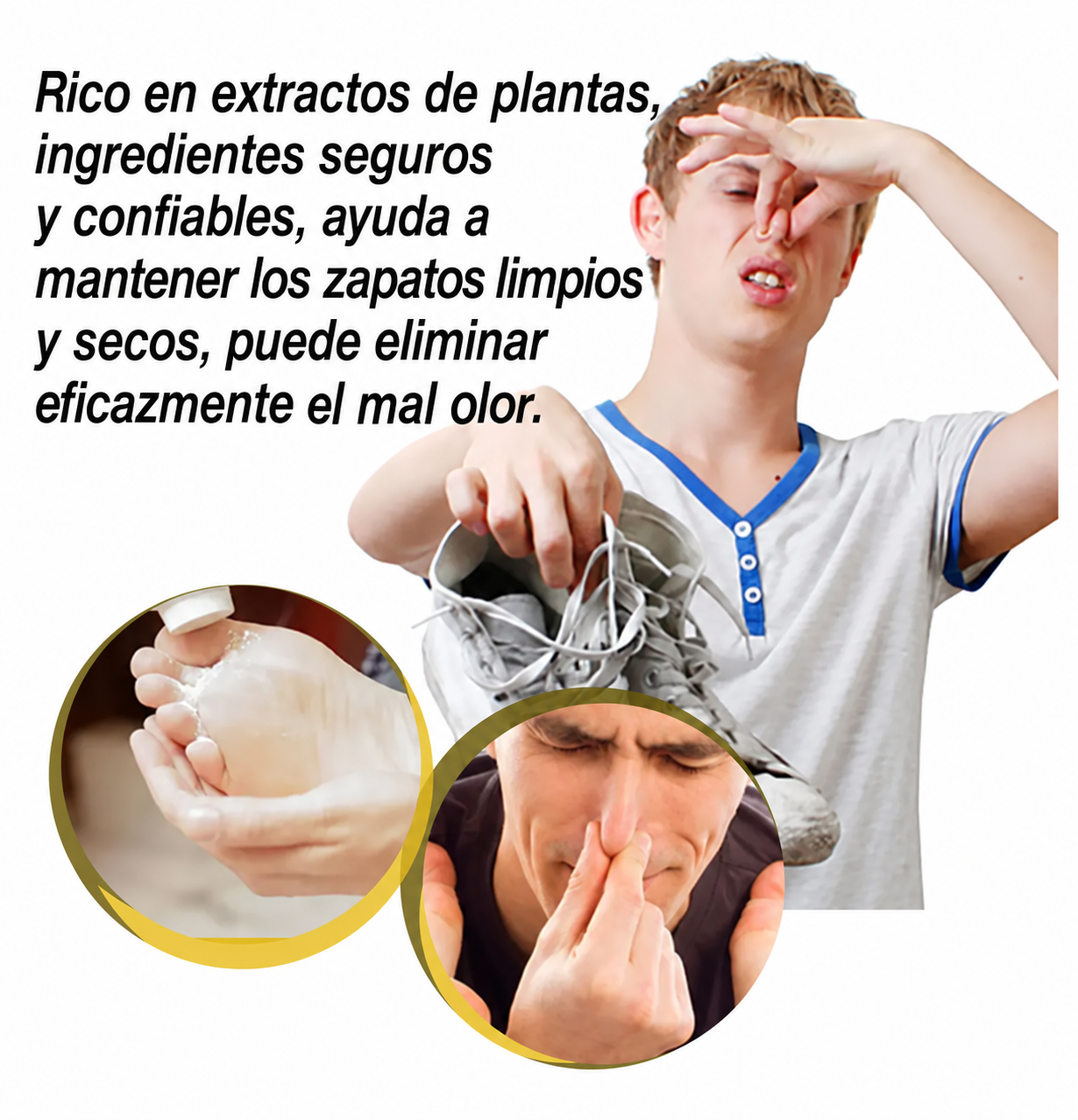 Parches adhesivos para ayudar a controlar el mal olor de tus zapatos. Retira el protector y colócalos sobre la plantilla