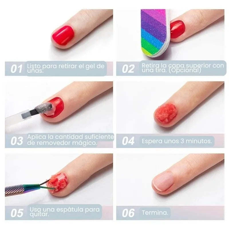 Removedor de esmalte en gel + Guía profesional de como hacer crecer tus uñas en 7 días (OBSEQUIO)