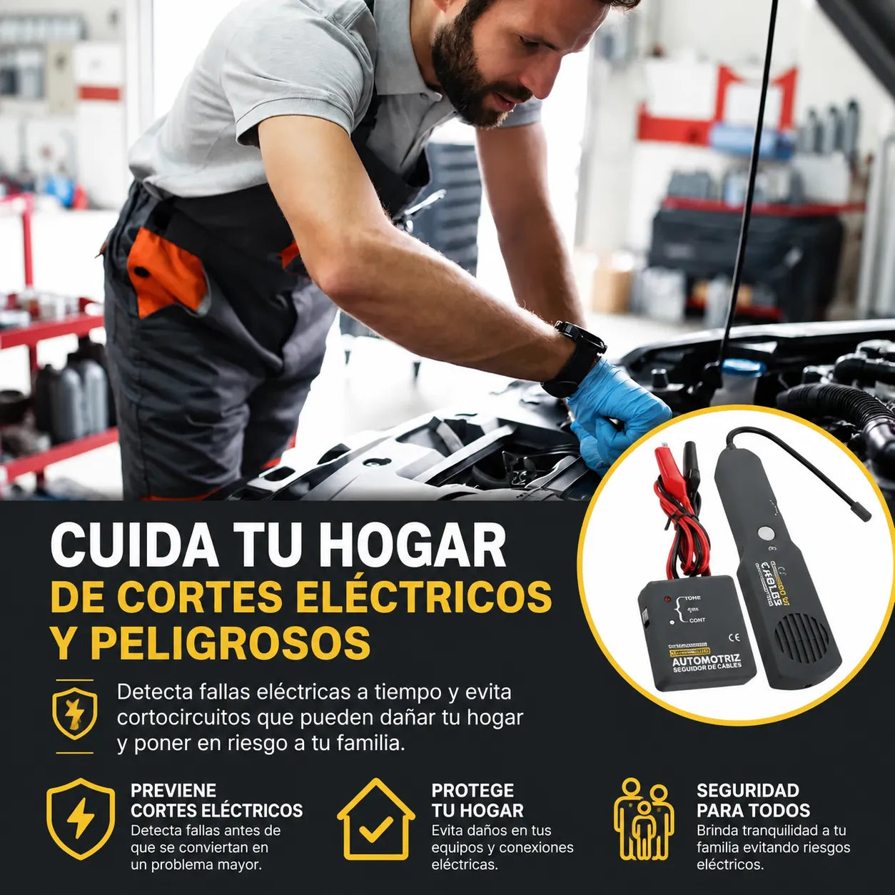 Olvídate del olor a cable quemado y del miedo a que tu casa se incendie. Escanea tus paredes, detecta fallas al instante y recupera la tranquilidad de tu familia en solo SEGUNDOS