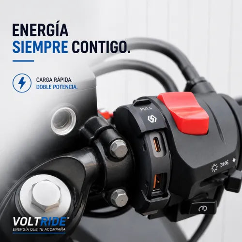 Carga tu celular en la moto mientras conduces, sin preocuparte por la lluvia.