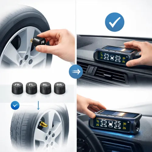 Monitor de Presión de Neumáticos Inteligente - Alertas en tiempo real para evitar accidentes.