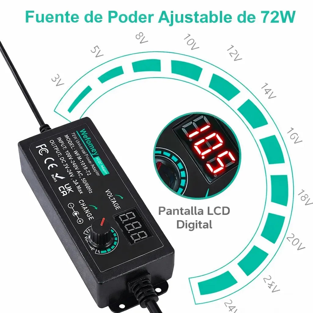 Adaptador Universal de Voltaje 3-24V – Una Fuente de Energía para Todos tus Dispositivos