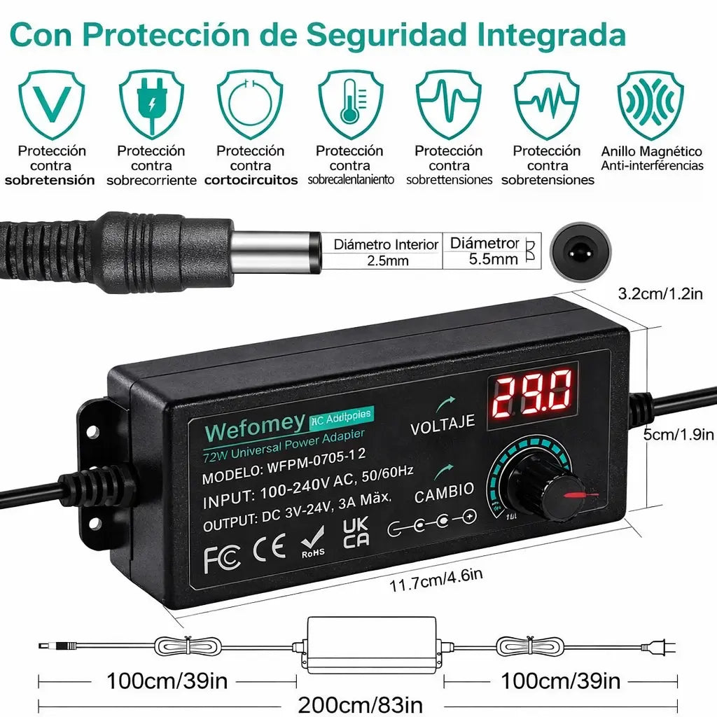Adaptador Universal de Voltaje 3-24V – Una Fuente de Energía para Todos tus Dispositivos