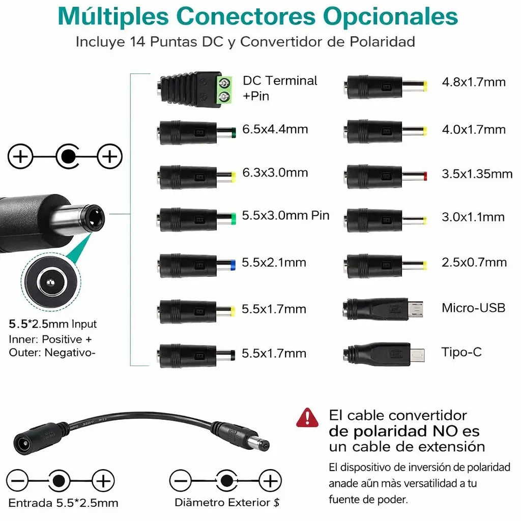 Adaptador Universal de Voltaje 3-24V – Una Fuente de Energía para Todos tus Dispositivos