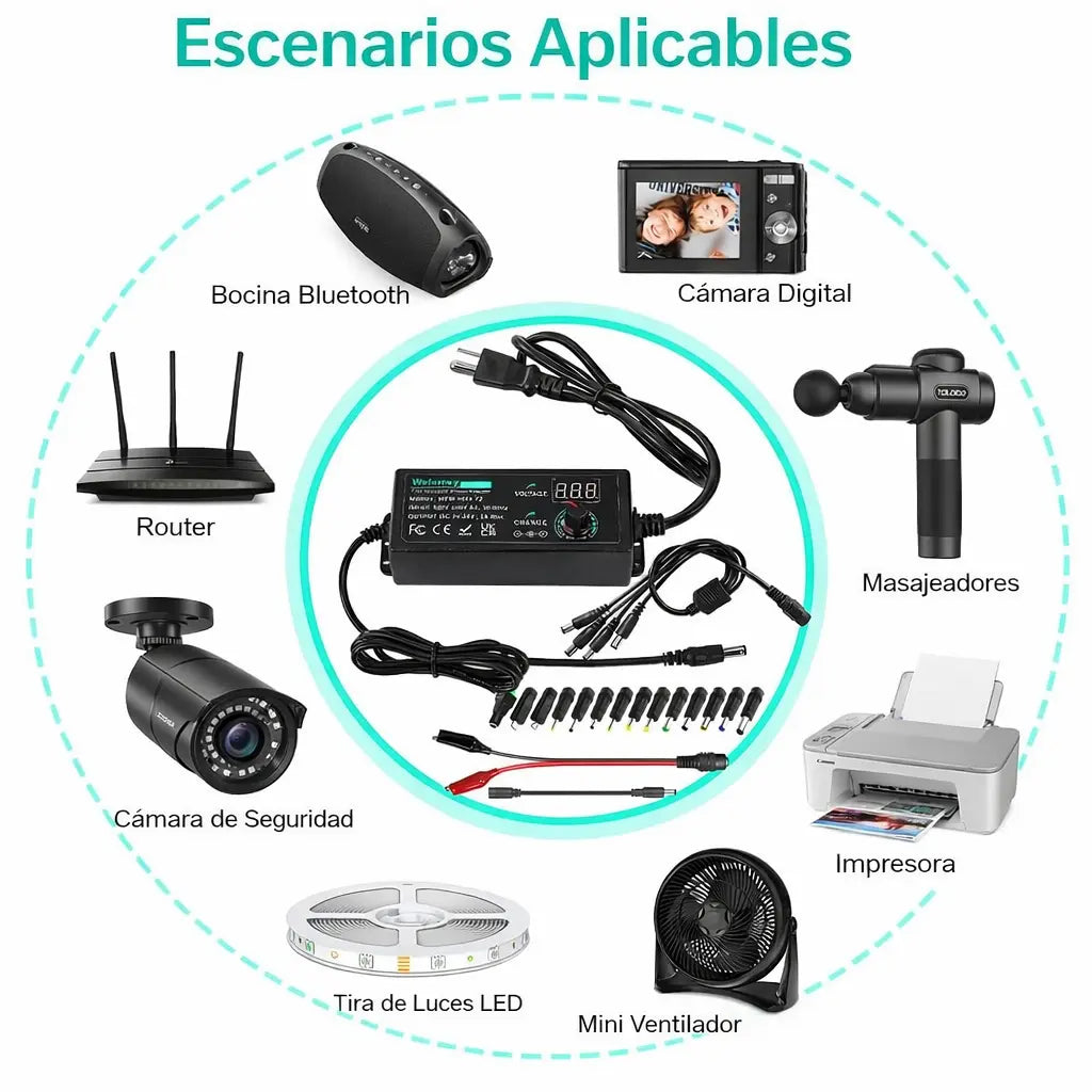 Adaptador Universal de Voltaje 3-24V – Una Fuente de Energía para Todos tus Dispositivos